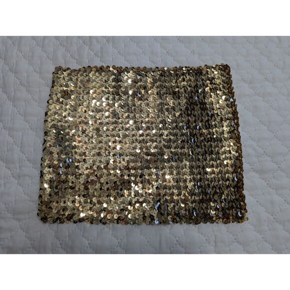 ✨ Vintage 70s Gold Sequin Tube Top Disco Party Crop Top - Picture 6 of 6